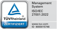 Zertifikat Logo ISO-IEC 27001-2022 mit ID Nummer