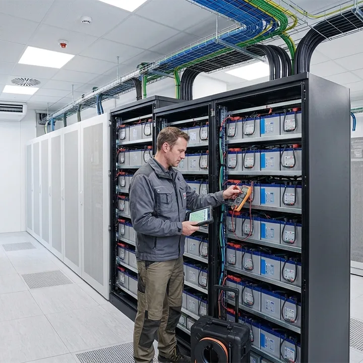 Batterieanlage und Techniker der IBH connect GmbH